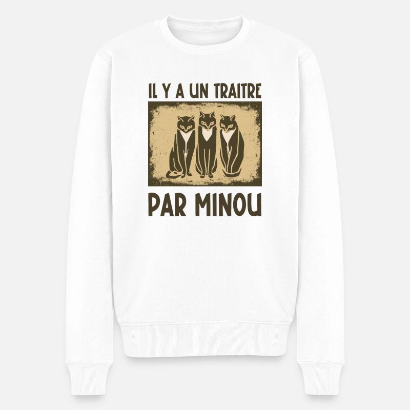 il y a un traitre par minou - Pull Premium bio Homme - blanc