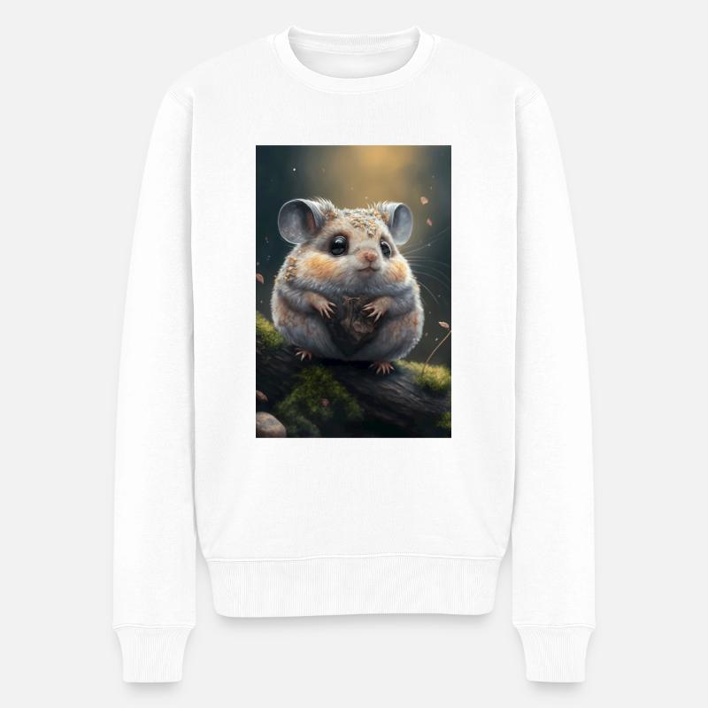 Lustiger Hamster - Männer Premium Bio Pullover - Weiß