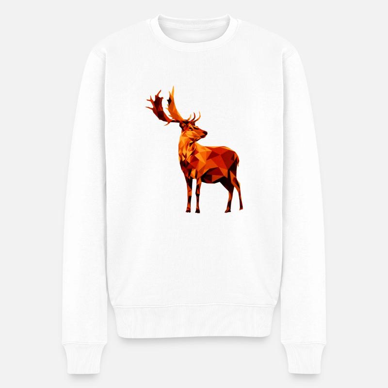 Hirsch - Männer Premium Bio Pullover - Weiß