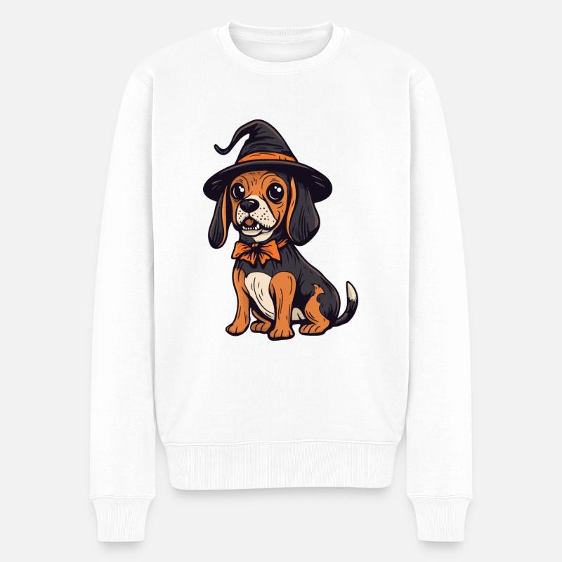 Beagle Dog Halloween Comic Funny - Men's Premium Organic Jumper - white