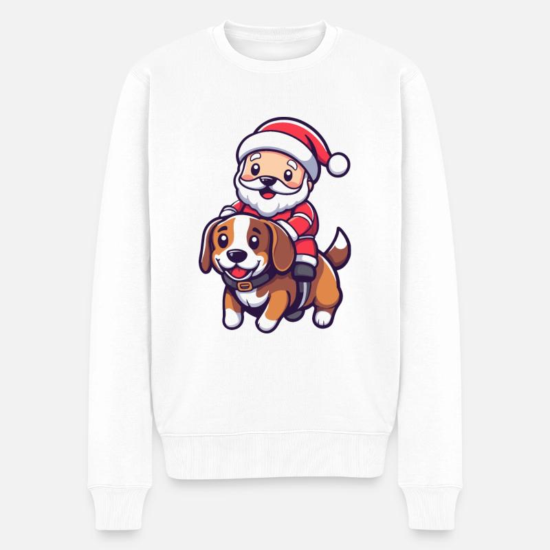 Beagle Chien Père Noël - Pull Premium bio Homme - blanc