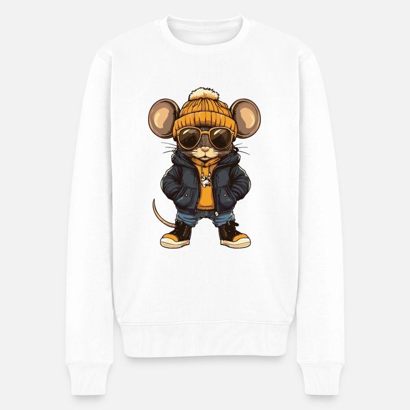 Maus Cool Comic - Männer Premium Bio Pullover - Weiß
