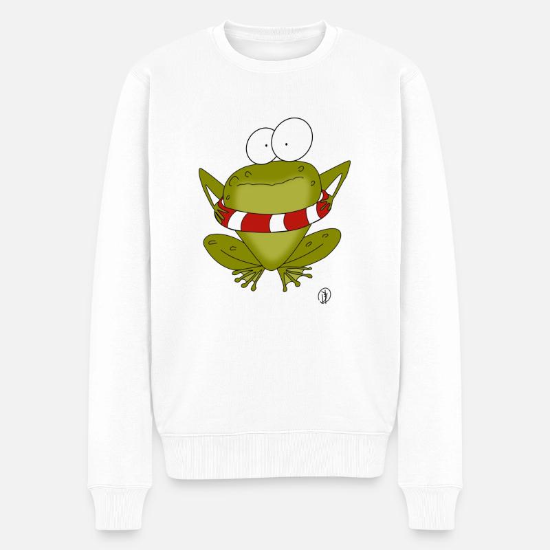 Frosch mit Rettungsring - Männer Premium Bio Pullover - Weiß