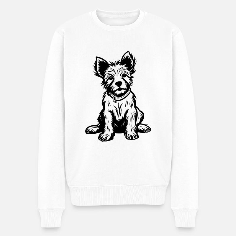 Yorkshire Terrier Hund - Männer Premium Bio Pullover - Weiß