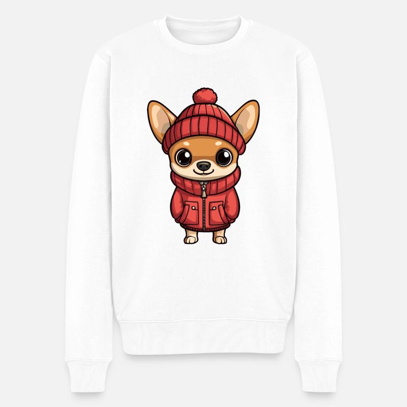 Chihuahua Hund Winter - Männer Premium Bio Pullover - Weiß