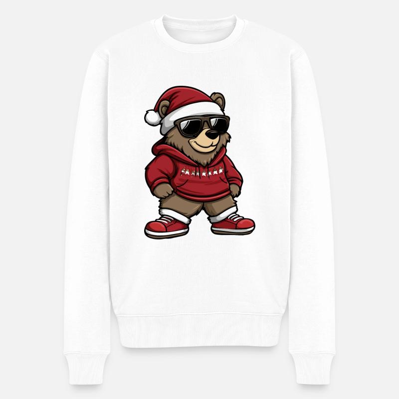 Bär Weihnachten X-Mas - Männer Premium Bio Pullover - Weiß