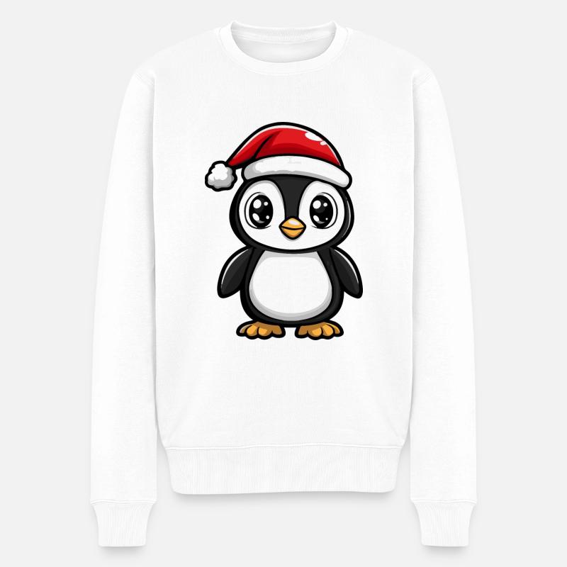 Pingouin Noël Noël - Pull Premium bio Homme - blanc
