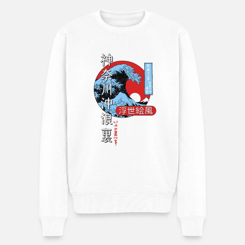 die große Welle vor Kanagawa Japan - Männer Premium Bio Pullover - Weiß