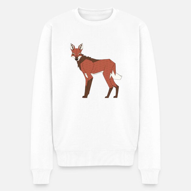 Mähnenwolf - Männer Premium Bio Pullover - Weiß