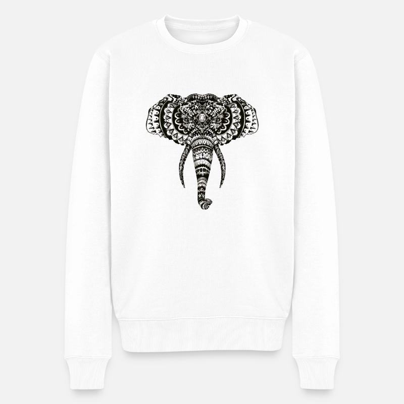 Éléphant Zentangle - Pull Premium bio Homme - blanc