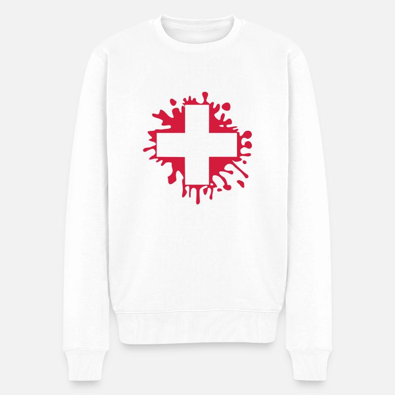schweiz - Männer Premium Bio Pullover - Weiß