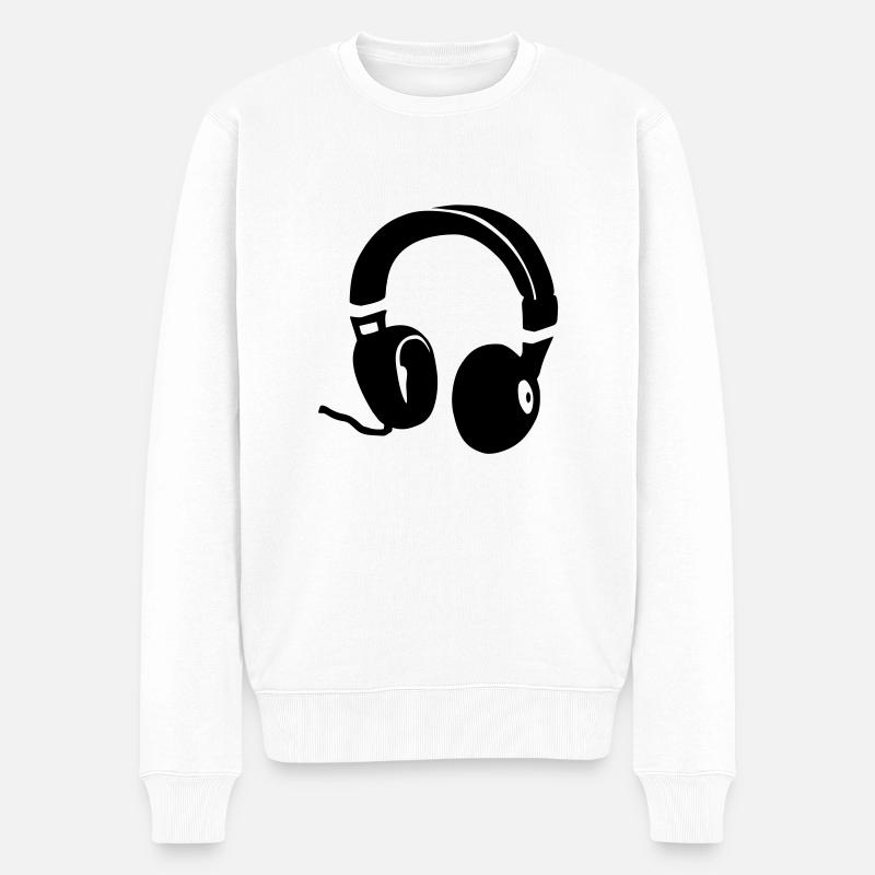 Kopfhörer - Männer Premium Bio Pullover - Weiß