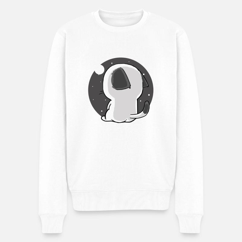Katze - Männer Premium Bio Pullover - Weiß