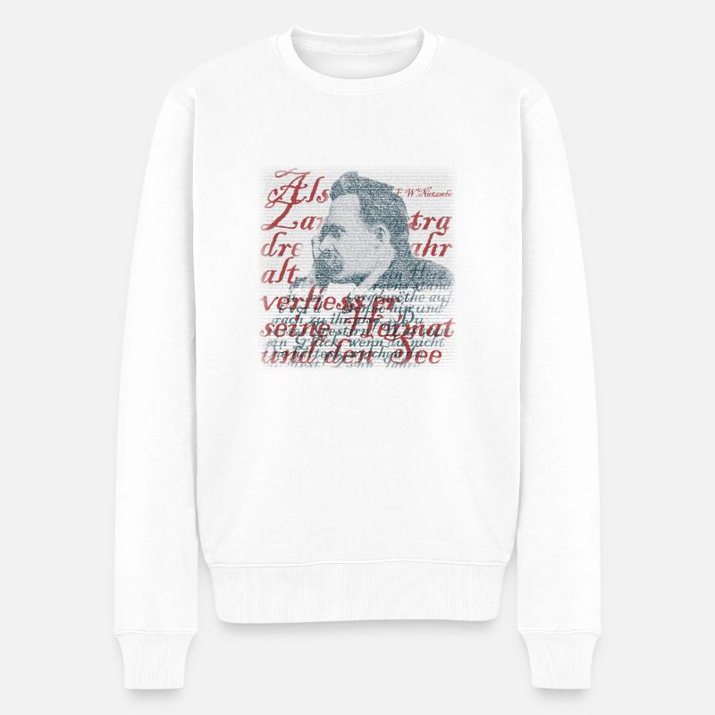 F.W. Nietzsche Typografie - Männer Premium Bio Pullover - Weiß