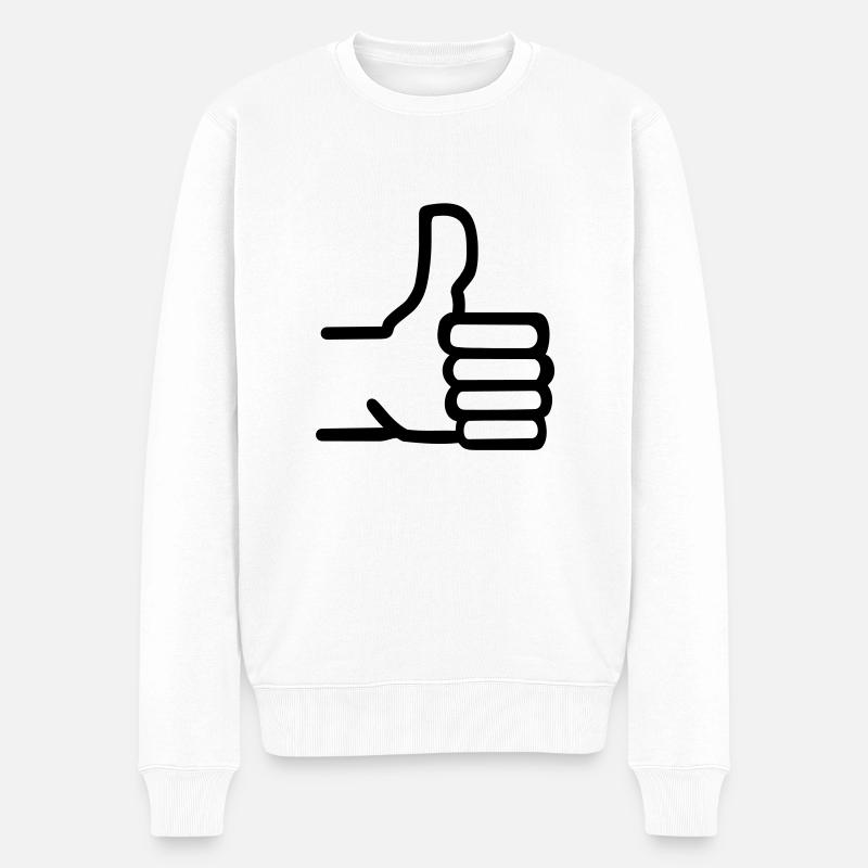 Daumen hoch - Männer Premium Bio Pullover - Weiß