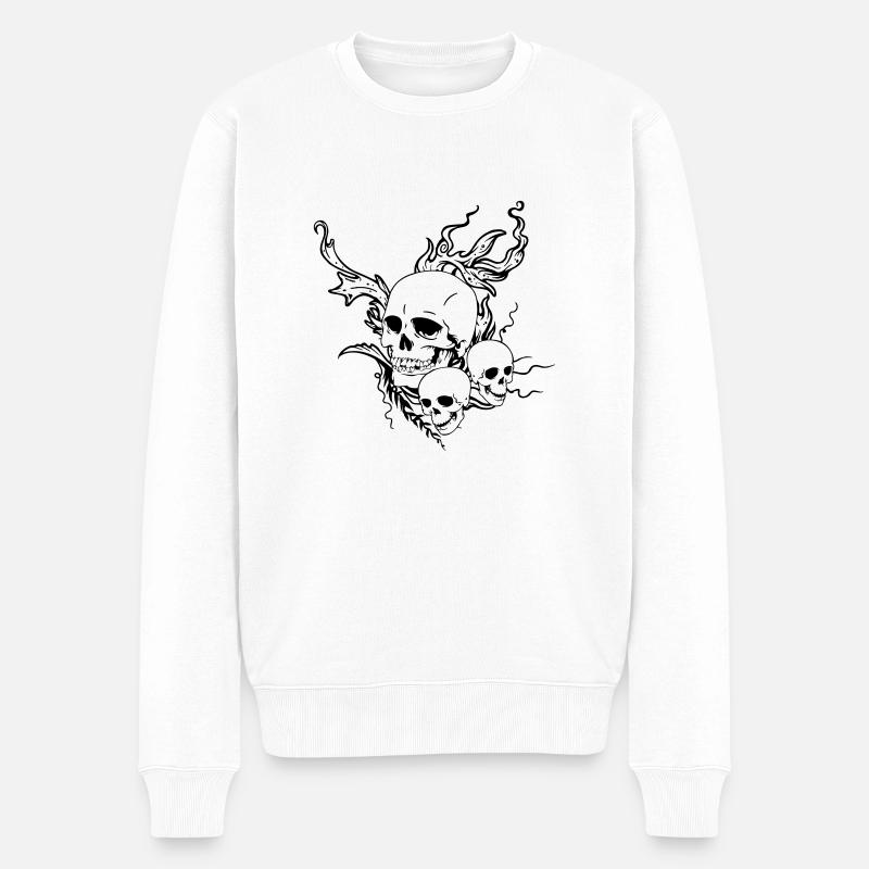 skull_flower02 - Pull Premium bio Homme - blanc