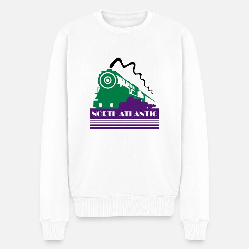 Nordatlantische Art-déco-Eisenbahn - Männer Premium Bio Pullover - Weiß