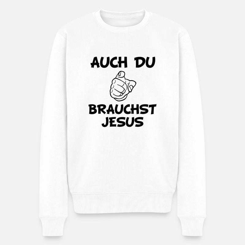 auch_du_jesus - Männer Premium Bio Pullover - Weiß