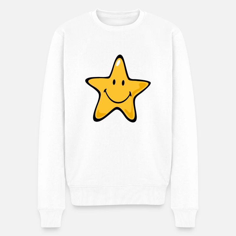 Smiley Star - Männer Premium Bio Pullover - Weiß