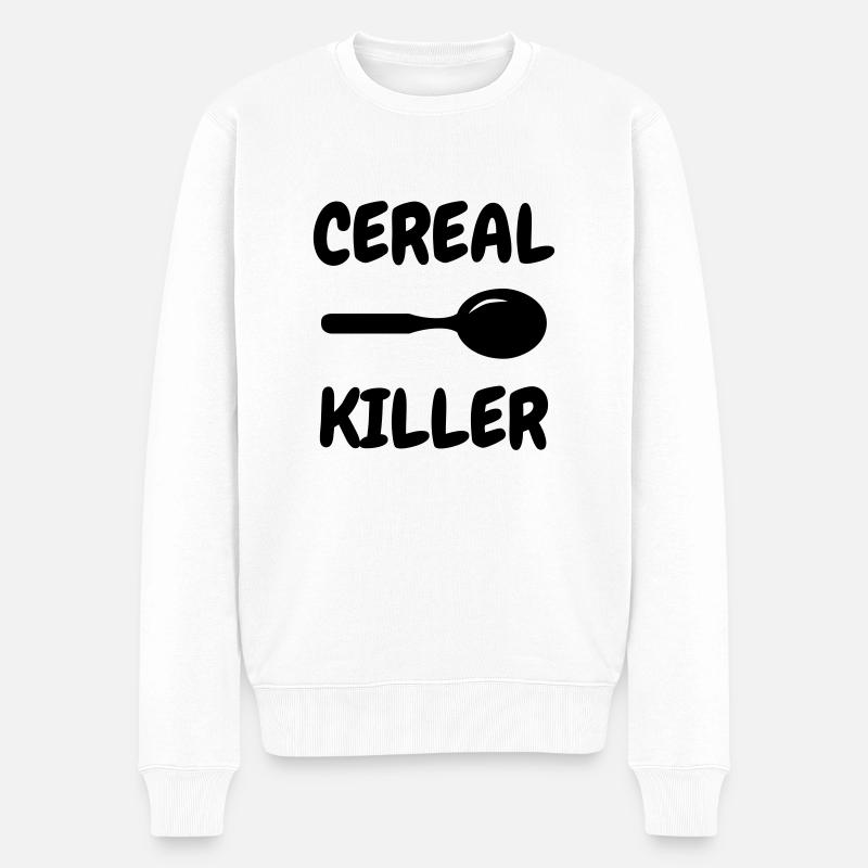 Cereal Killer - Humor - Funny - Joke - Friend - Männer Premium Bio Pullover - Weiß