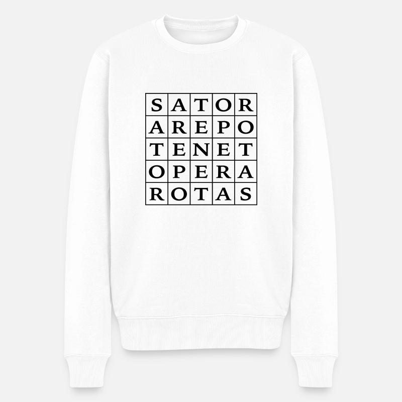 interessanes SATOR Palindrom magische Formel - Männer Premium Bio Pullover - Weiß