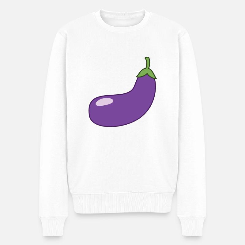 Aubergine - Männer Premium Bio Pullover - Weiß