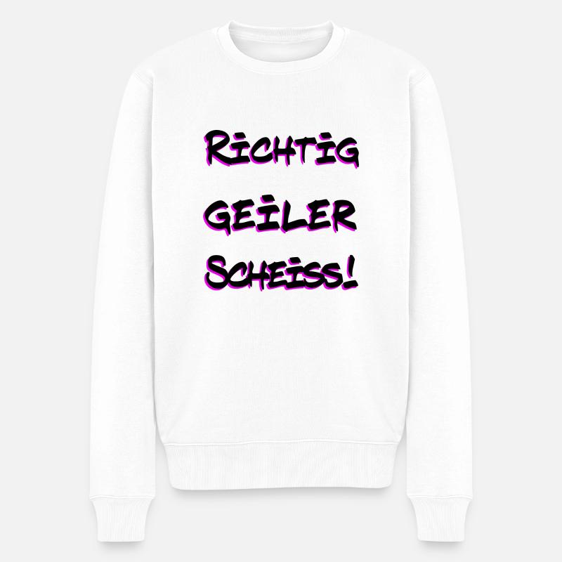 Richtig geiler Scheiss! - Männer Premium Bio Pullover - Weiß