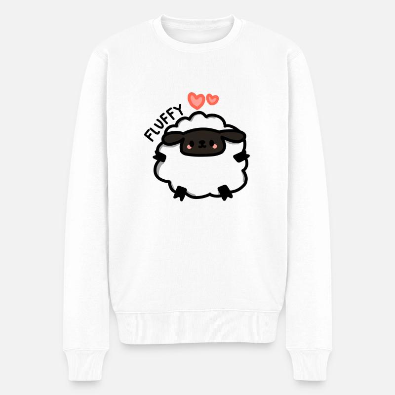 a fluffy and kawaii white sheep - hearts - Männer Premium Bio Pullover - Weiß