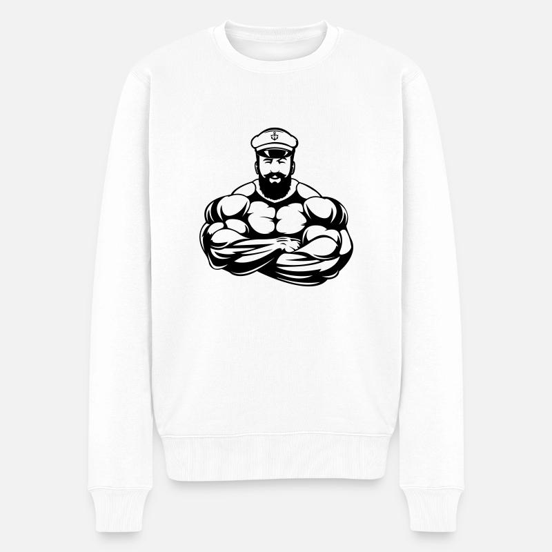 Strong Captain - Männer Premium Bio Pullover - Weiß