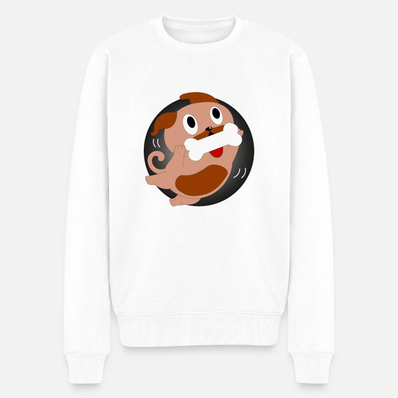 Hund mit Knochen - Männer Premium Bio Pullover - Weiß