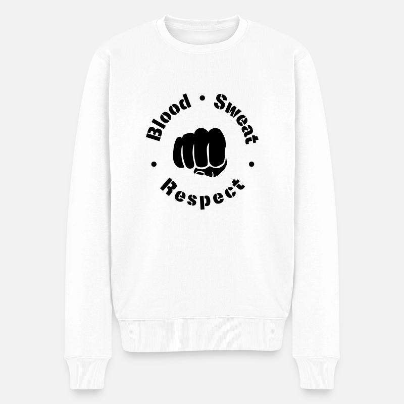 Blood Sweat Respect! - Männer Premium Bio Pullover - Weiß