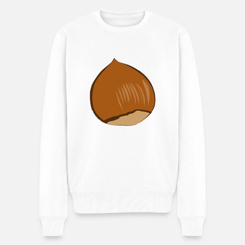 Haselnuss - Männer Premium Bio Pullover - Weiß
