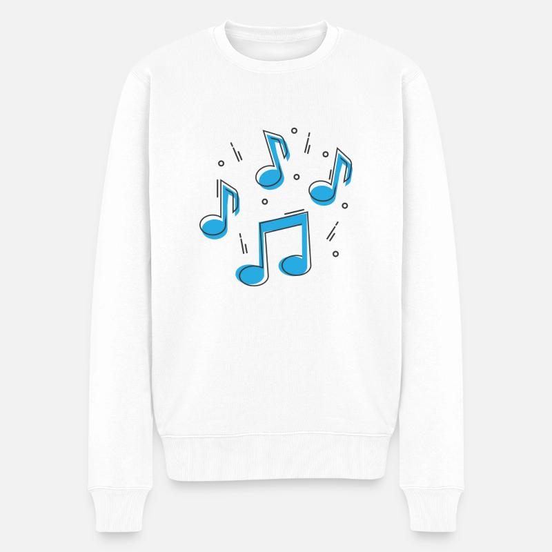Cartoon-Noten - Männer Premium Bio Pullover - Weiß