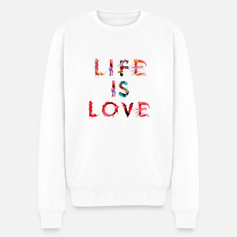 life is love - Männer Premium Bio Pullover - Weiß