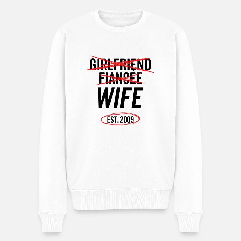 Freundin Verlobte Ehefrau Est 2009 - Männer Premium Bio Pullover - Weiß