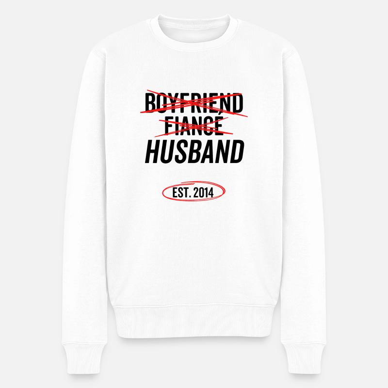 Freund Verlobter Ehemann Est 2014 - Männer Premium Bio Pullover - Weiß