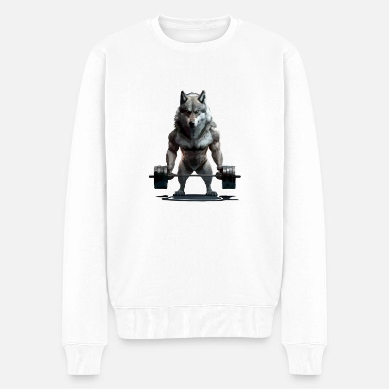 Der Wolf mit Veränderungen - Männer Premium Bio Pullover - Weiß