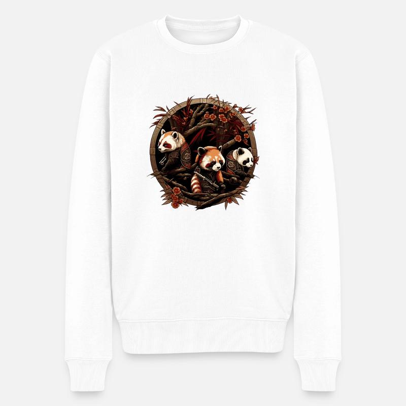 Roter Panda 4 - Männer Premium Bio Pullover - Weiß