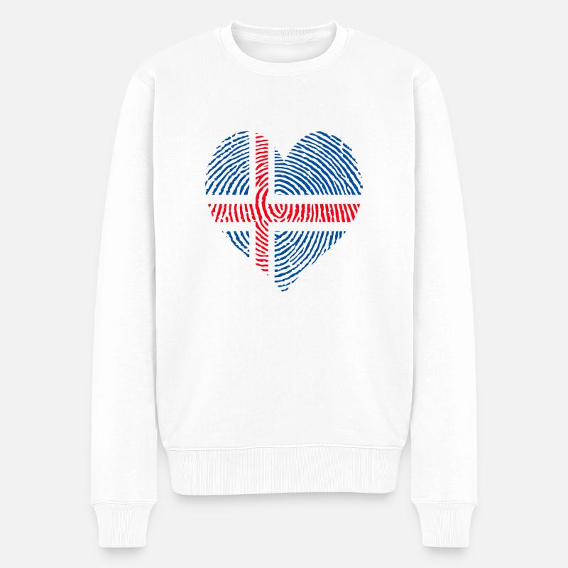 Norwegisches Herz - Männer Premium Bio Pullover - Weiß