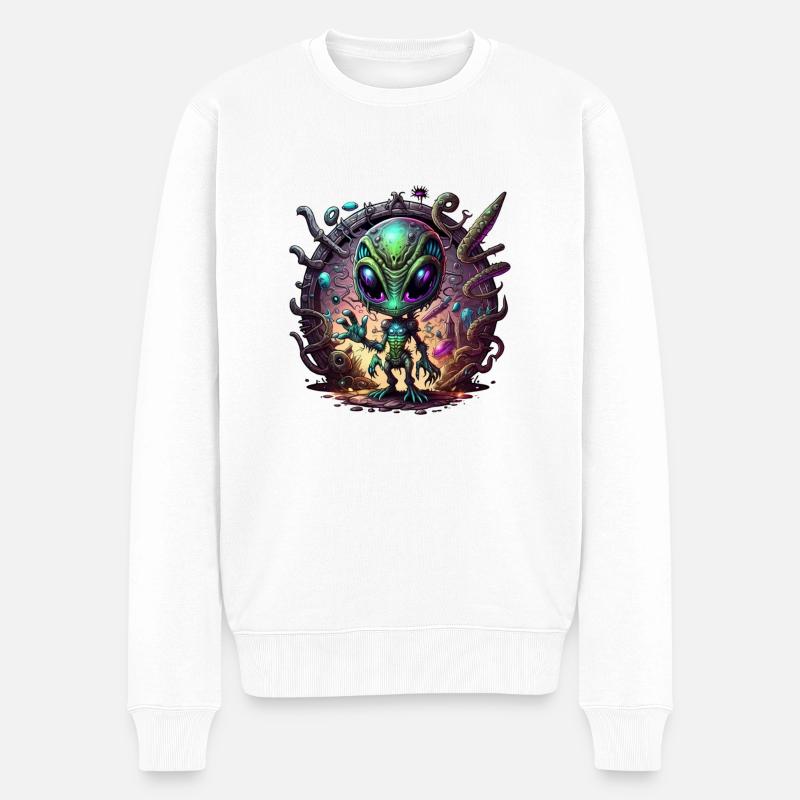 Alien Boy - Männer Premium Bio Pullover - Weiß