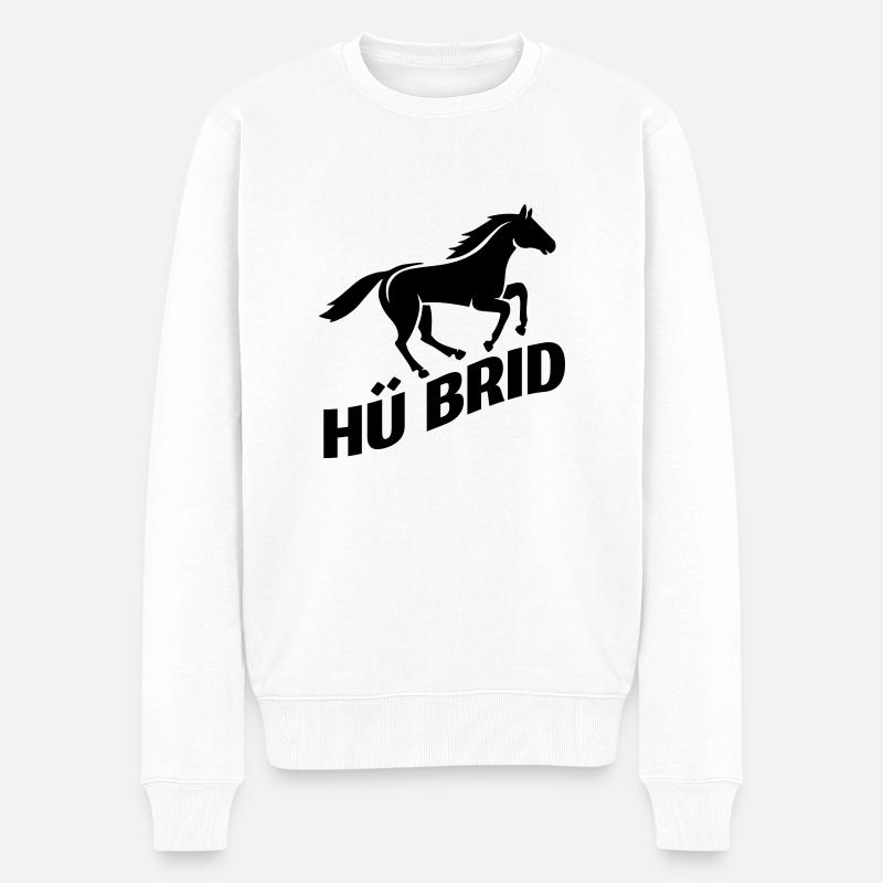 Reitersprüche Hü Brid Pferd - Männer Premium Bio Pullover - Weiß