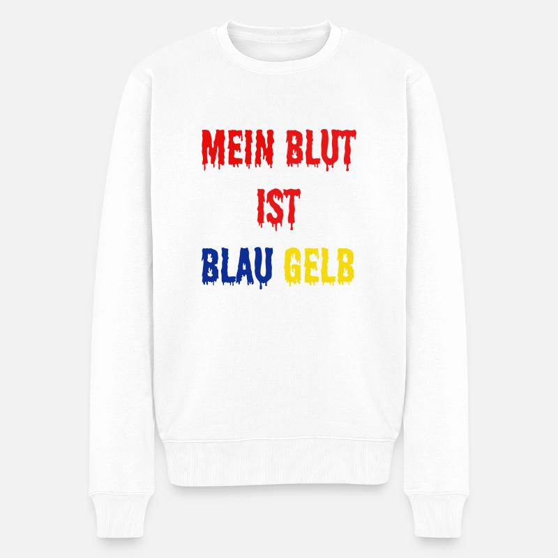 Bllau Gelb Sport Fan - Männer Premium Bio Pullover - Weiß