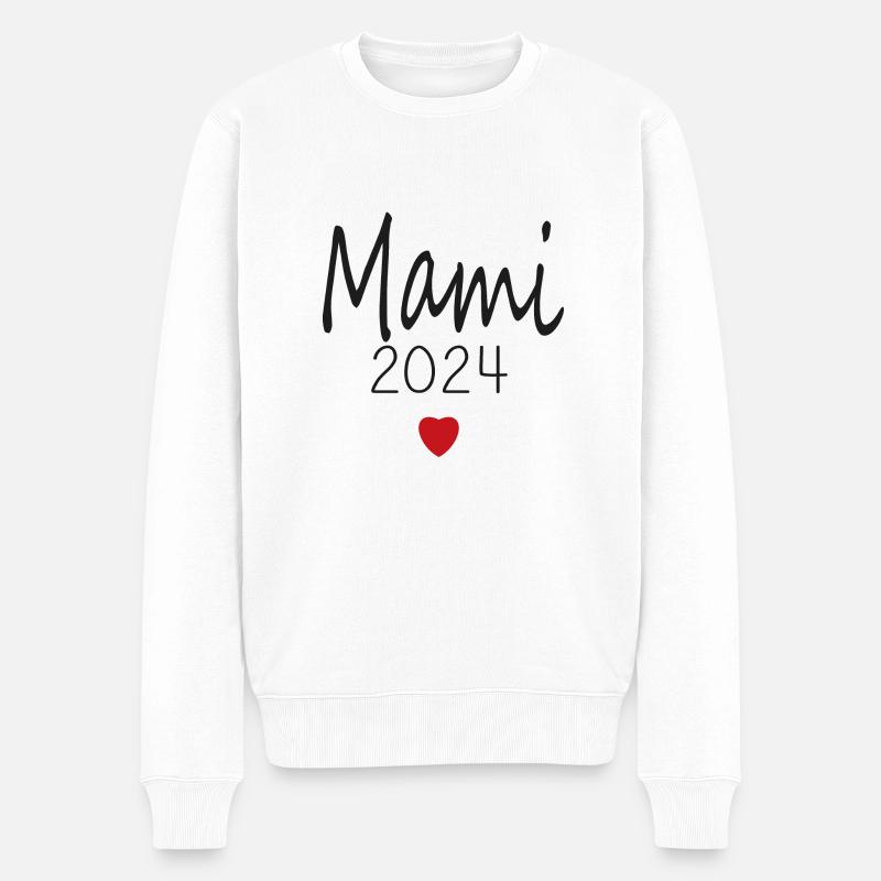 Mami - Zukunft Mami 2024 - Männer Premium Bio Pullover - Weiß