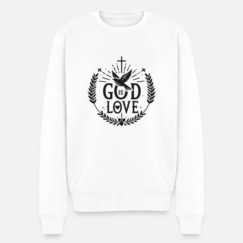 Gott ist Liebe - Männer Premium Bio Pullover - Weiß