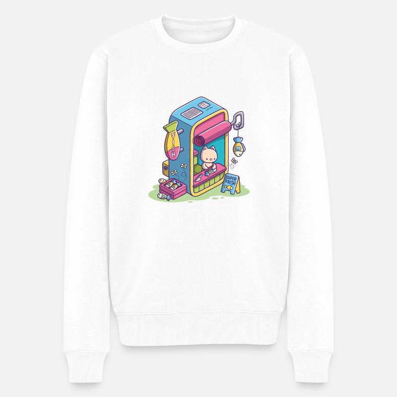 Chat dans la poissonnerie - Pull Premium bio Homme - blanc