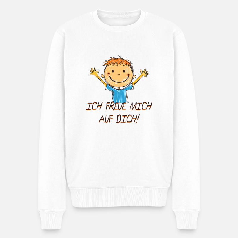 Jeg glæder mig til at se dig - Økologisk premium-sweatshirt til mænd - hvid