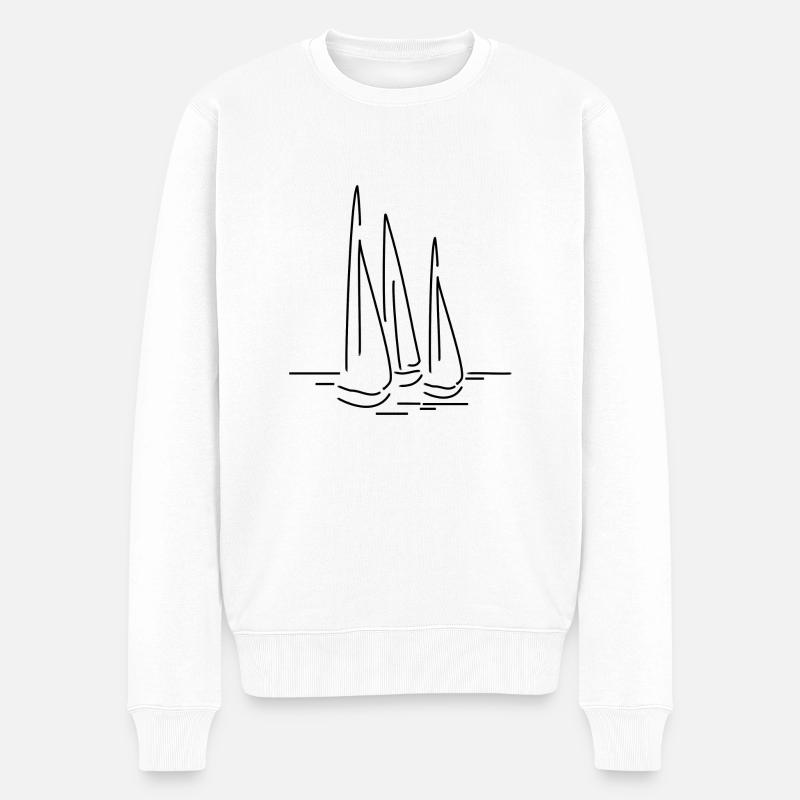 Segelboote Boot Segler Segeln Geschenk - Männer Premium Bio Pullover - Weiß
