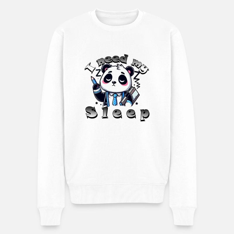 Panda Sleep - Männer Premium Bio Pullover - Weiß