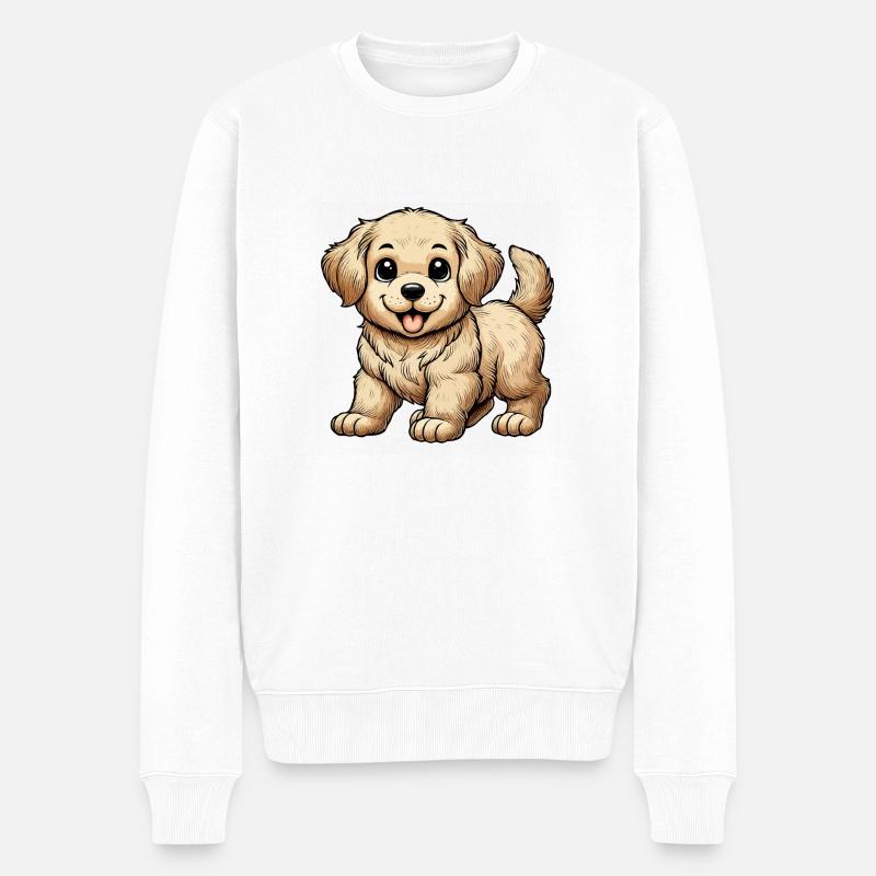 Golden Retriever Welpe - Männer Premium Bio Pullover - Weiß