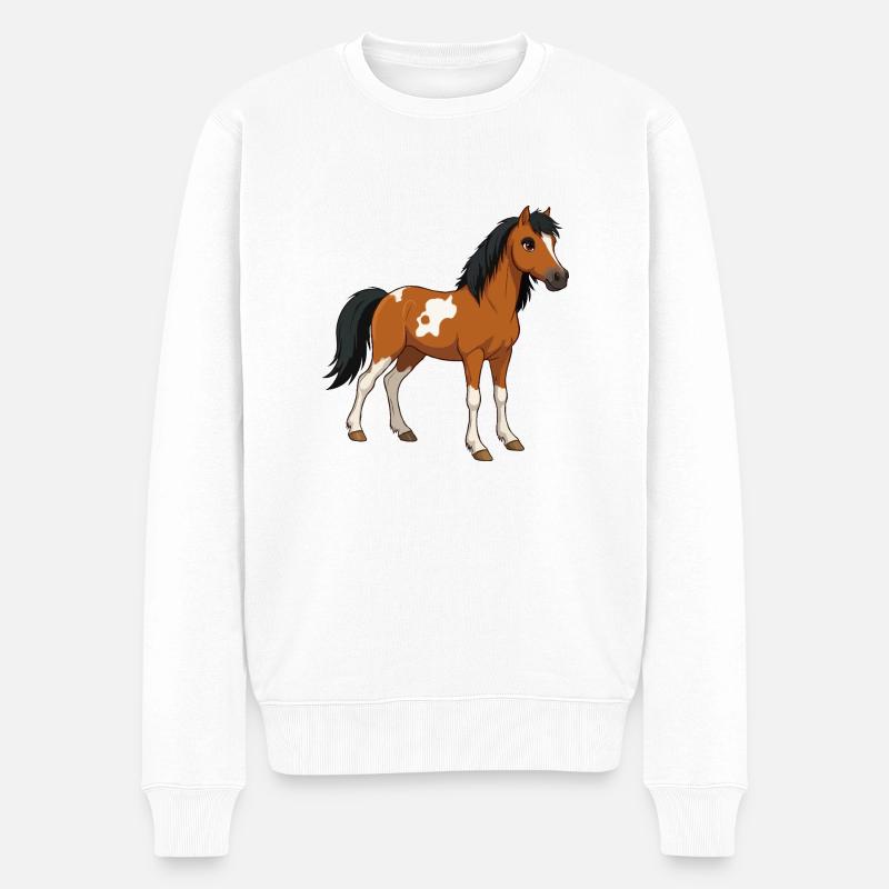 Cheval petit réel - Pull Premium bio Homme - blanc